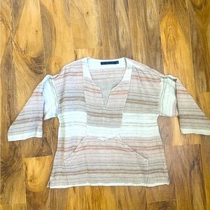 NWOT OF TWO MINDS Tunic Blouse / Size P / Cream / Beige / Brown Woven